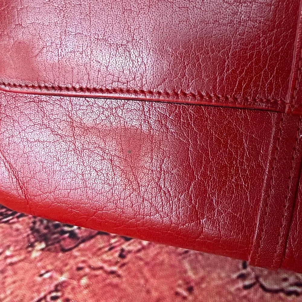 Vintage Carlo Fiori Genuine Leather Red Clutch Wallet Organizer Made in Italy